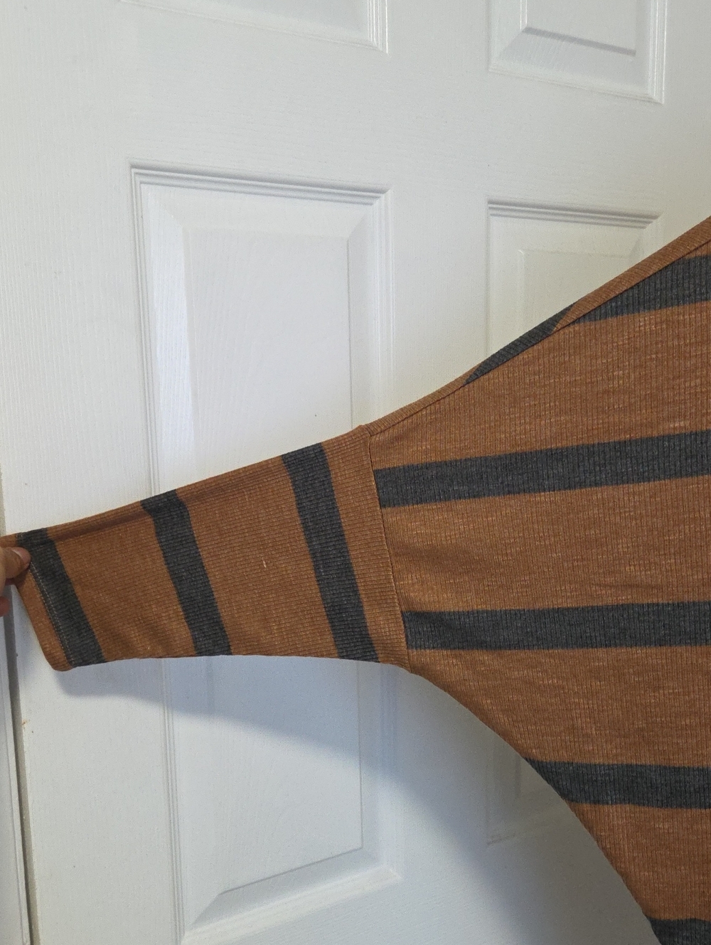Maurices Plus Size Brown Gray Striped Scoop Neck Dolman Sweater Rayon Blend - Picture 6 of 9